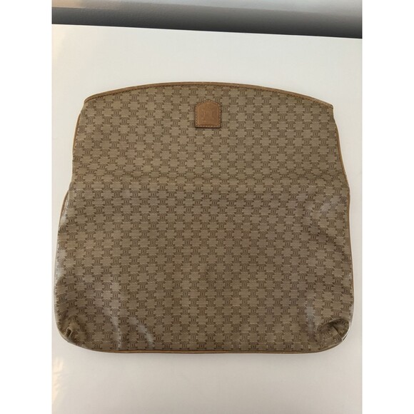 Celine Vintage Macadam Triomphe Canvas & Leather Clutch Bag Authentic Classic - Picture 14 of 14